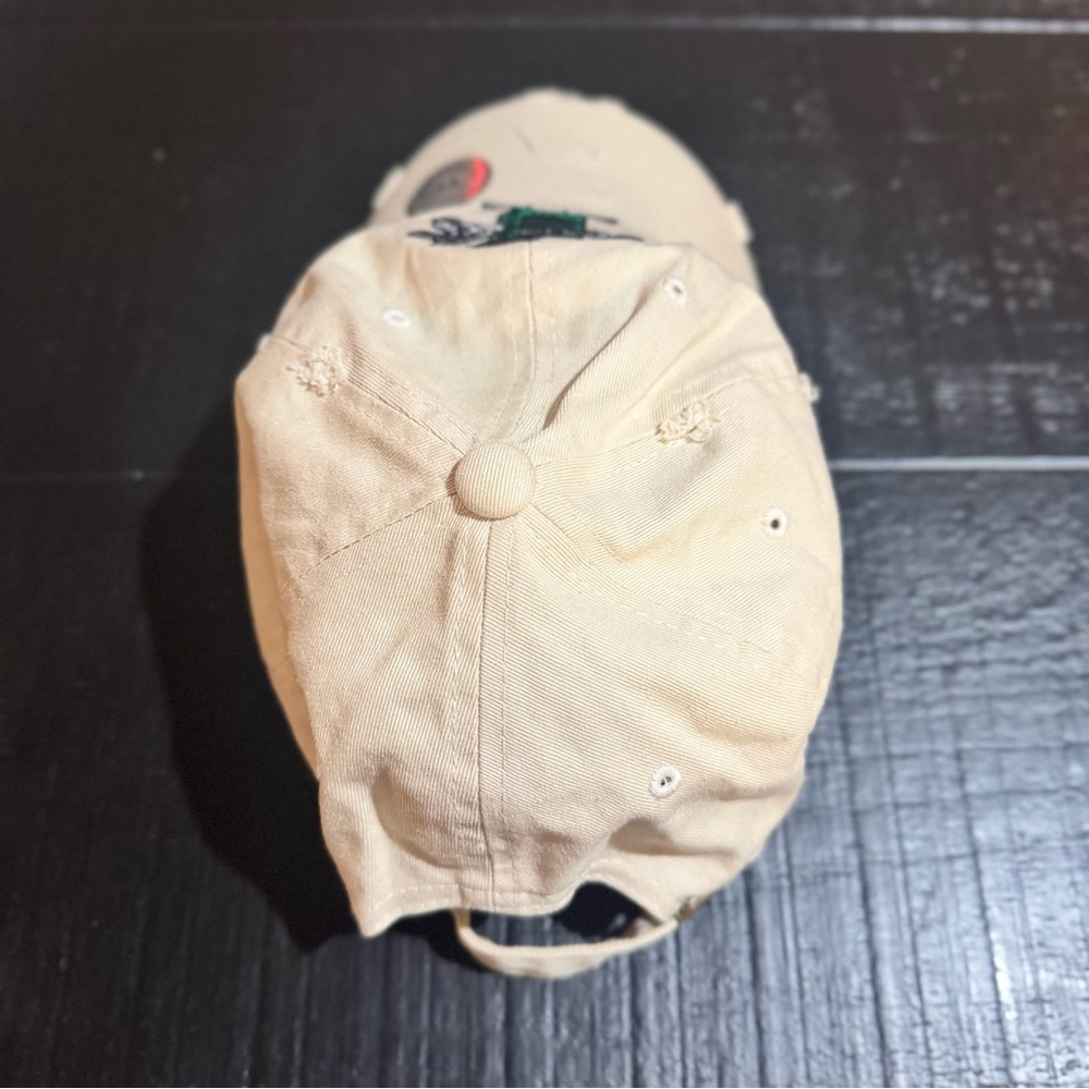 Mu-ka Beige Distressed Dad Hat Cartoon Money Character Embroidery Streetwear Y2K - Picture 7 of 7